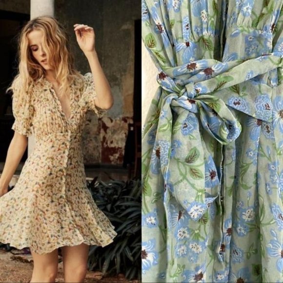 SOLD NWT Doen Mira Green Strawberry Dres, Size S, Pristine, 100% silk - Picture 8 of 12